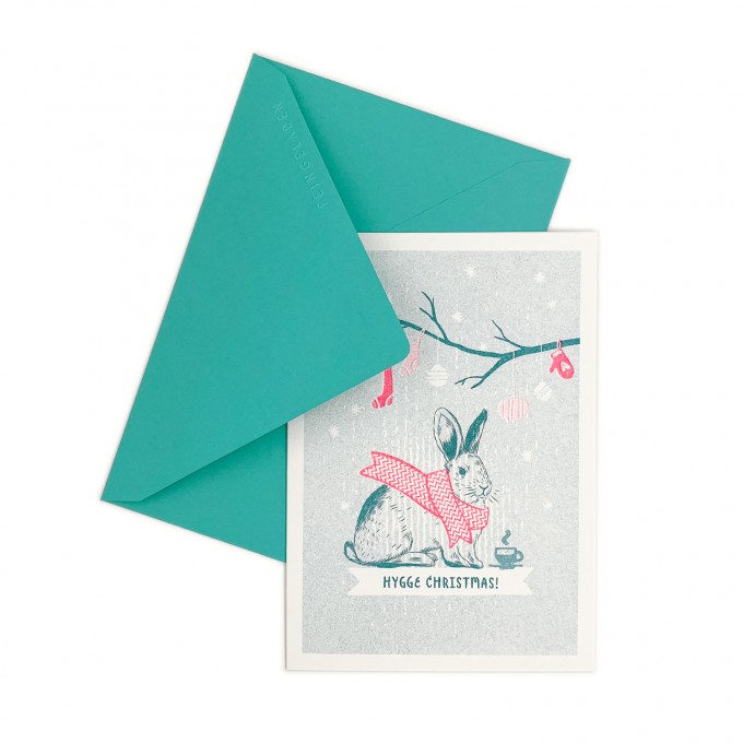 Feingeladen // LOVELY BEASTS // Bunny »Hygge Christmas!« (TLFR) // RISO-Klappkarte, A6 Feingeladen // LOVELY BEASTS // Bunny »Hygge Christmas!« (TLFR) // RISO-Klappkarte, A6