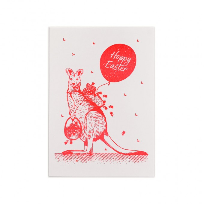 Feingeladen // LOVELY BEASTS // Kangaroo2 »Hoppy Easter« (FR) // RISO-Klappkarte, A6 Feingeladen // LOVELY BEASTS // Kangaroo2 »Hoppy Easter« (FR) // RISO-Klappkarte, A6