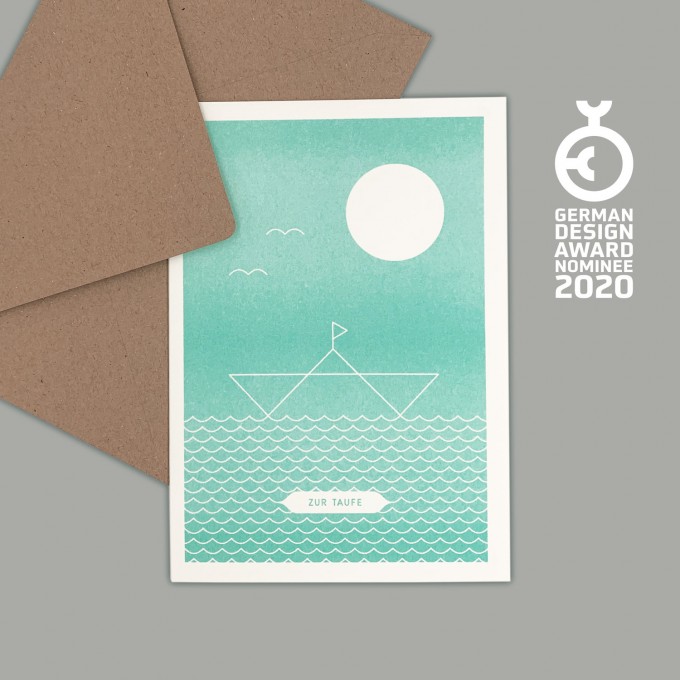 Feingeladen // ROUNDABOUT // Boot »Zur Taufe« (MI) // RISO-Klappkarte, A6 Feingeladen // ROUNDABOUT // Boot »Zur Taufe« (MI) // RISO-Klappkarte, A6