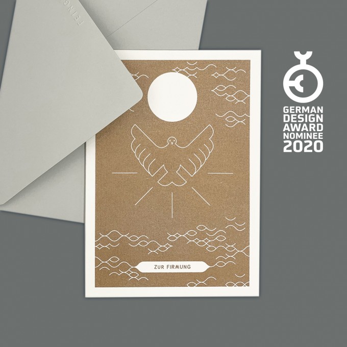 Feingeladen // ROUNDABOUT // Taube »Zur Firmung« (GD) // RISO-Klappkarte, A6 Feingeladen // ROUNDABOUT // Taube »Zur Firmung« (GD) // RISO-Klappkarte, A6
