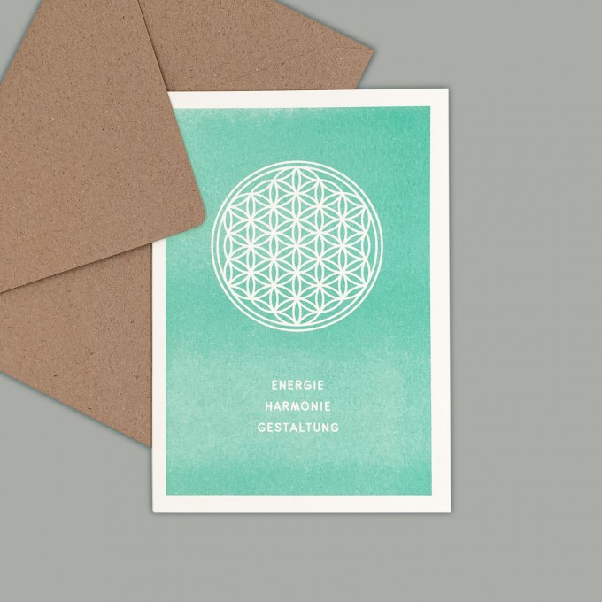 Feingeladen // SIMPLY DIVINE // Flower of Life »Energie Harmonie Gestaltung« (MI) // RISO-Klappkarte, A6 Feingeladen // SIMPLY DIVINE // Flower of Life »Energie Harmonie Gestaltung« (MI) // RISO-Klappkarte, A6
