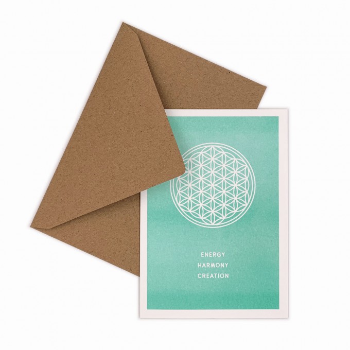 Feingeladen // SIMPLY DIVINE // Flower of Life »Energy Harmony Creation« (MI) // RISO-Klappkarte, A6 Feingeladen // SIMPLY DIVINE // Flower of Life »Energy Harmony Creation« (MI) // RISO-Klappkarte, A6