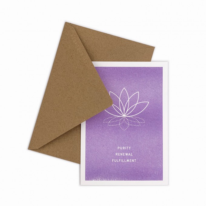Feingeladen // SIMPLY DIVINE // Lotus Flower »Purity Renewal Fulfillment« (VT) // RISO-Klappkarte, A6 Feingeladen // SIMPLY DIVINE // Lotus Flower »Purity Renewal Fulfillment« (VT) // RISO-Klappkarte, A6