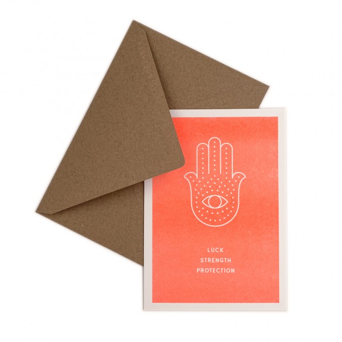 Feingeladen // SIMPLY DIVINE // Hamsa Hand »Luck Strength Protection« (FO) // RISO-Klappkarte, A6 Feingeladen // SIMPLY DIVINE // Hamsa Hand »Luck Strength Protection« (FO) // RISO-Klappkarte, A6