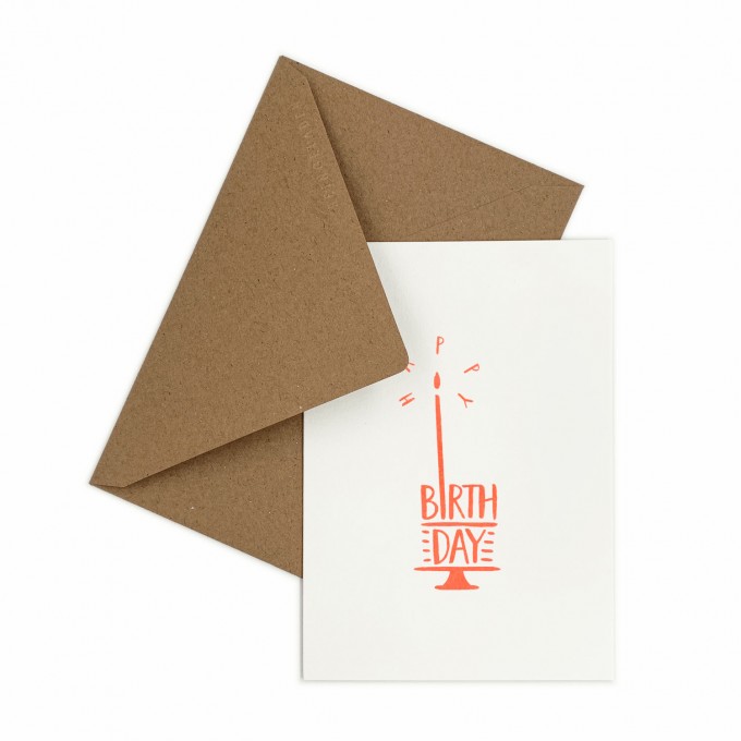 Feingeladen // TYPOGRAFICA // Happy Birthday (FO) // RISO-Klappkarte, A6 Feingeladen // TYPOGRAFICA // Happy Birthday (FO) // RISO-Klappkarte, A6