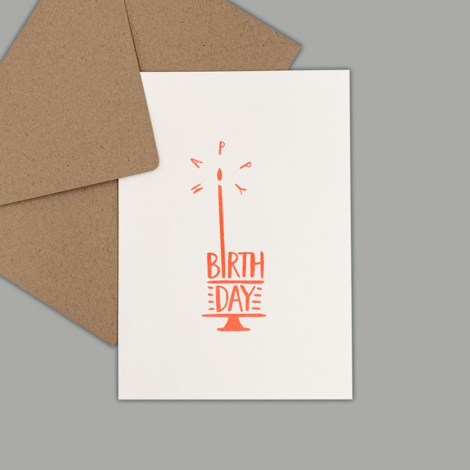 Feingeladen // TYPOGRAFICA // Happy Birthday (FO) // RISO-Klappkarte, A6 Feingeladen // TYPOGRAFICA // Happy Birthday (FO) // RISO-Klappkarte, A6