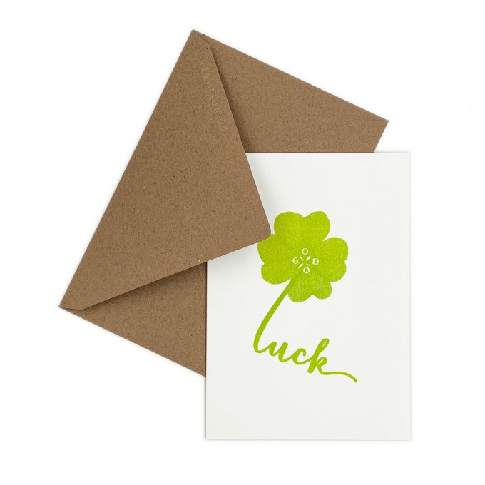 Feingeladen // TYPOGRAFICA // Good Luck (LG) // RISO-Klappkarte, A6 Feingeladen // TYPOGRAFICA // Good Luck (LG) // RISO-Klappkarte, A6