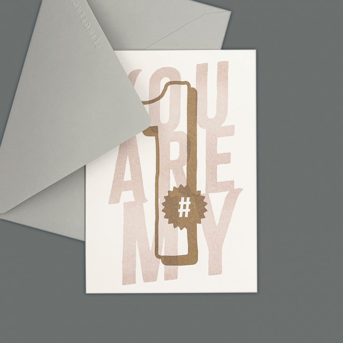 Feingeladen // NUMBERS // »You are my #1« (GDBQ) // RISO-Klappkarte, A6 Feingeladen // NUMBERS // »You are my #1« (GDBQ) // RISO-Klappkarte, A6