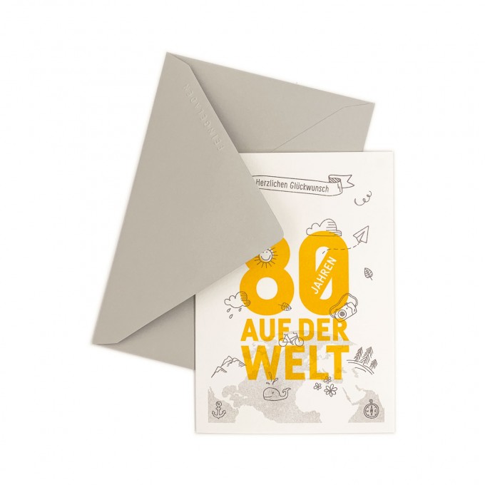 Feingeladen // NUMBERS // »Seit 80 Jahren« (GRSF) // RISO-Klappkarte, A6 Feingeladen // NUMBERS // »Seit 80 Jahren« (GRSF) // RISO-Klappkarte, A6