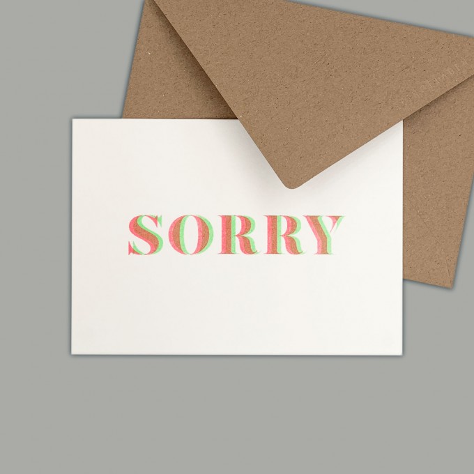 Feingeladen // MAGIC WORDS // »Sorry« (FRFG) // RISO-Klappkarte, A6 Feingeladen // MAGIC WORDS // »Sorry« (FRFG) // RISO-Klappkarte, A6