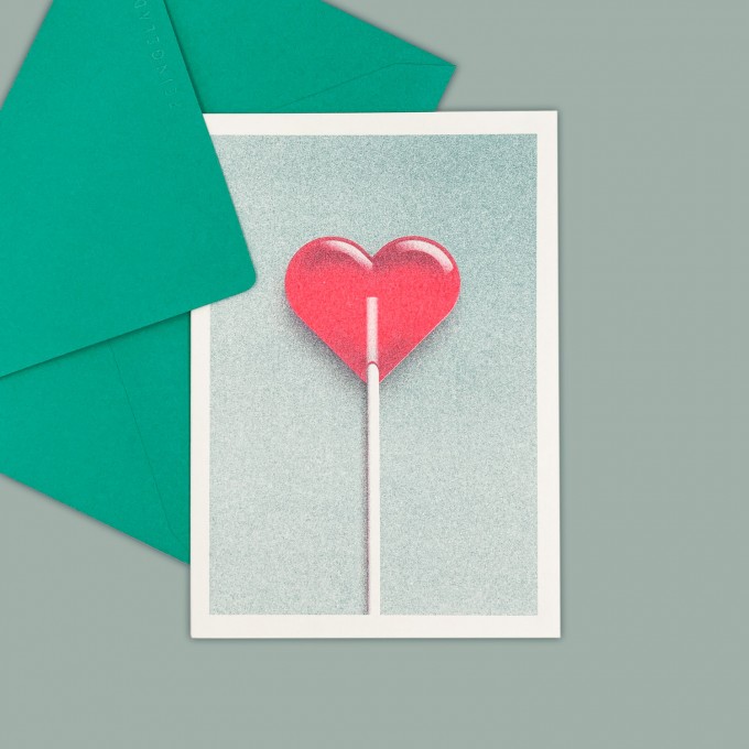 Feingeladen // GOOD TIMES // Heart Lollipop (TLFR) // RISO-Klappkarte, A6 Feingeladen // GOOD TIMES // Heart Lollipop (TLFR) // RISO-Klappkarte, A6