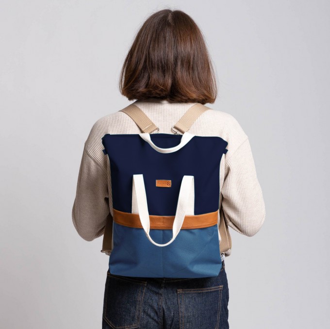MULINU 3-in-1-Rucksack UNIQUE GRETA Blau Rauchblau MULINU 3-in-1-Rucksack UNIQUE GRETA Blau Rauchblau
