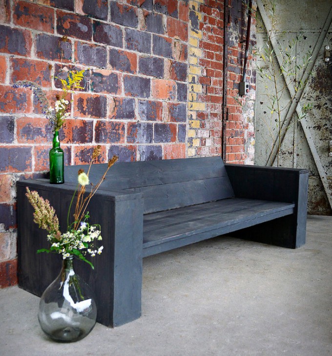 Fraaiberlin Gartenbank Aus Bauholz Black Wash Jonathan