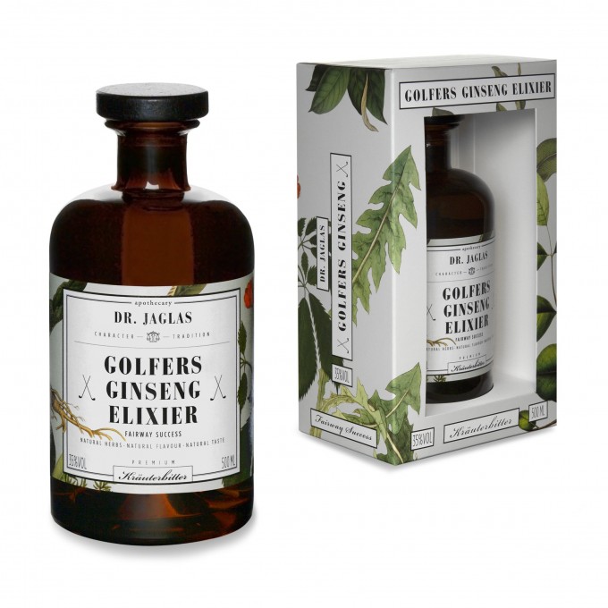 DR. JAGLAS Golfers Ginseng-Elixier 500ml Kräuterbitter 35%vol. DR. JAGLAS Golfers Ginseng-Elixier 500ml Kräuterbitter 35%vol.