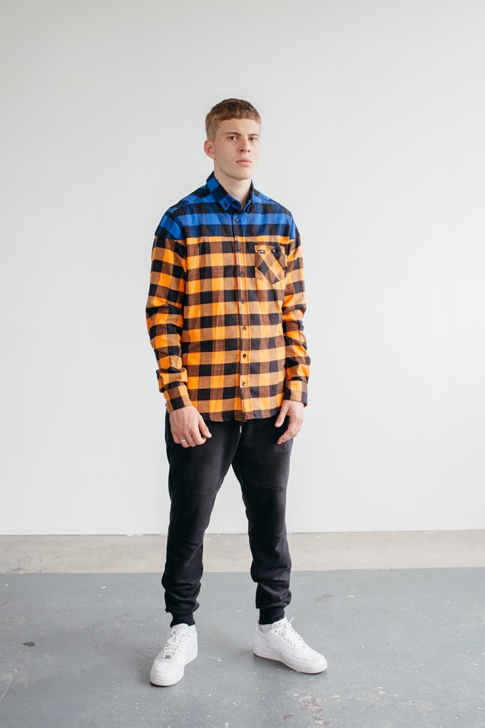 Goodbois Flannel Button Down Shirt orange/royal Goodbois Flannel Button Down Shirt orange/royal