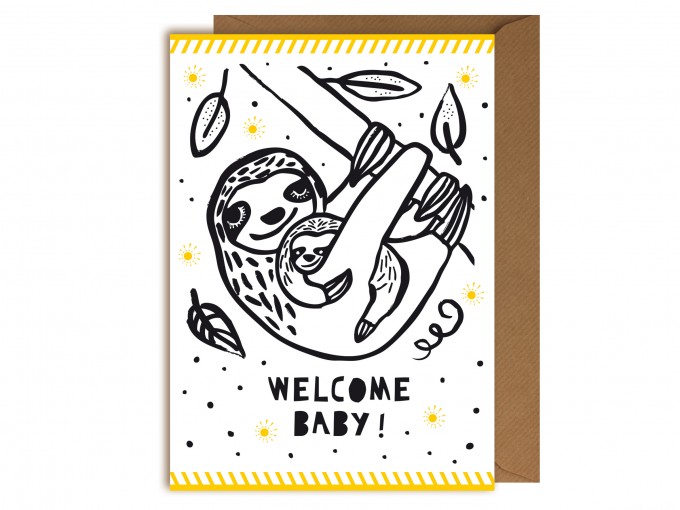 Perunoto Glückwunschkarte Faultier "Welcome Baby" Perunoto Glückwunschkarte Faultier "Welcome Baby"