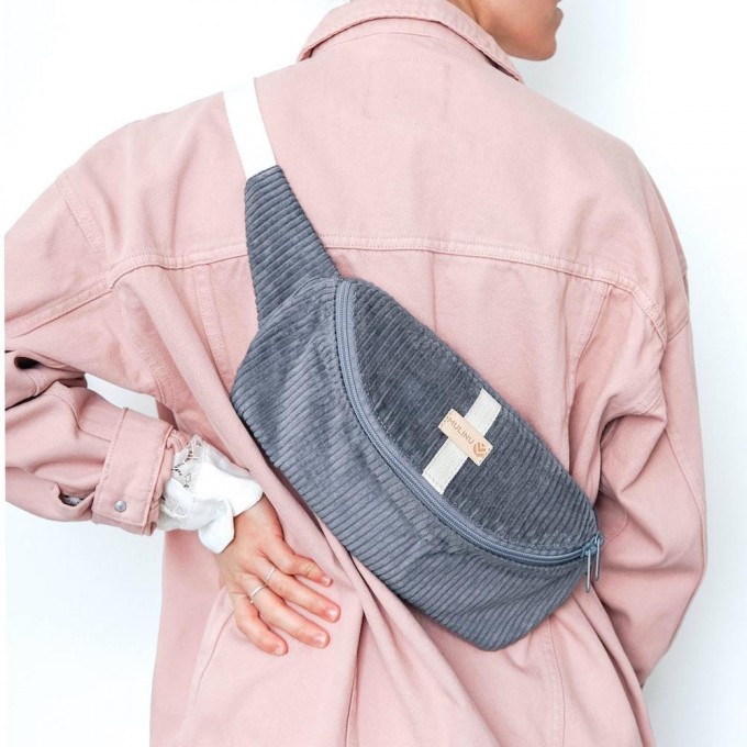 MULINU - Bauchtasche | Hipbag HENNES M/L Breitcord Grau MULINU - Bauchtasche | Hipbag HENNES M/L Breitcord Grau