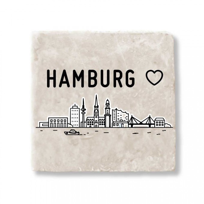 Stadtliebe® | Hamburg Marmor Magnet „Hamburg Skyline“