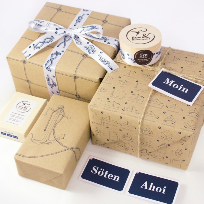 Bow & Hummingbird Maritimes Geschenkverpackungs-Set I Bow & Hummingbird Maritimes Geschenkverpackungs-Set I