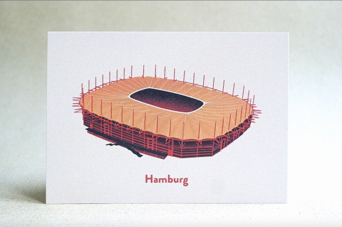 Postkarte für Fußball-Fans Stadion Hamburg - Volksparkstadion | ostkarte