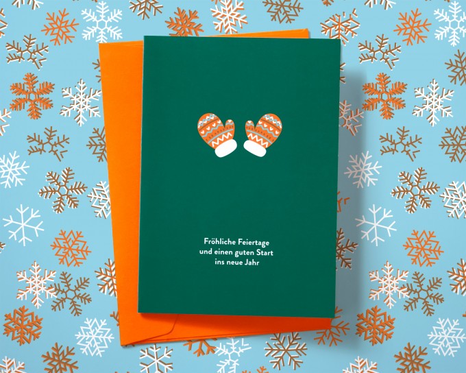 Süße Weihnachtskarte mit Handschuhen // Papaya paper products