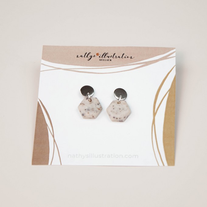 nathys_illustration - Ohrringe "white Hexastone" 1cm nathys_illustration - Ohrringe "white Hexastone" 1cm
