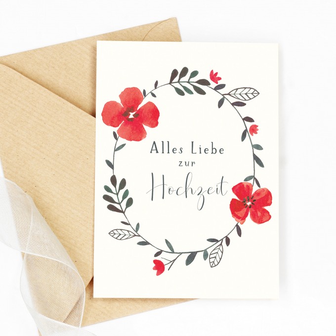 Paperlandscape | Faltkarte | Hochzeitskarte Blumenkranz Paperlandscape | Faltkarte | Hochzeitskarte Blumenkranz
