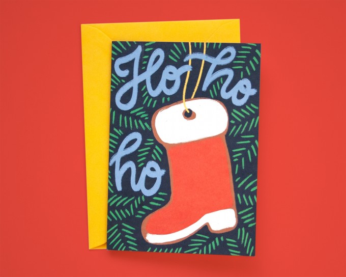 Weihnachtskarte Nikolausstiefel »Ho ho ho« // Papaya paper products
