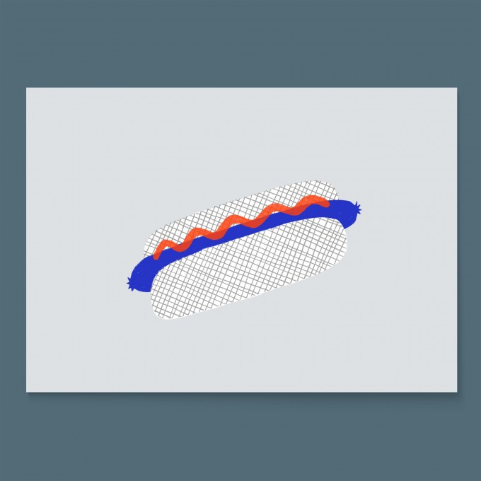 Siebdruck »Hot dog« grau (DIN A4) / fidu—fine paper goods