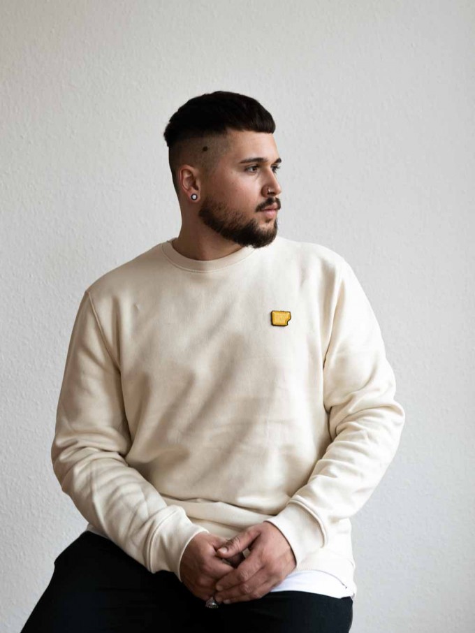 Stadtliebe® | Hannover Sweatshirt mit gesticktem „Keks“ Beige 100% Bio-Baumwolle
