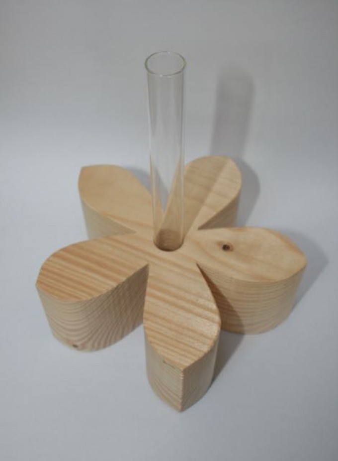 Kernholz Holzblume mit Reagenzglas Natur Kernholz Holzblume mit Reagenzglas Natur