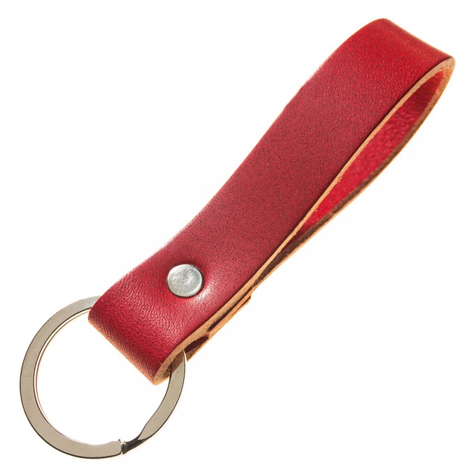 LIEBHARDT Leder Schlüsselanhänger aus pflanzlich gegerbtem Leder genietet (rot)