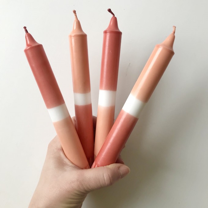 Hej Candles x Dip Dye Kerzen Koralle-Rost (4er-Set) Hej Candles x Dip Dye Kerzen Koralle-Rost (4er-Set)