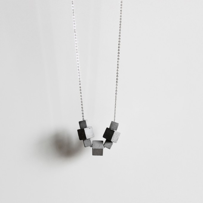 Beton Kette 7CB, Silber gliederkette, Betonschmuck, Geschenk für Architektin, moderner Schmuck by ORTOGONALE Beton Kette 7CB, Silber gliederkette, Betonschmuck, Geschenk für Architektin, moderner Schmuck by ORTOGONALE