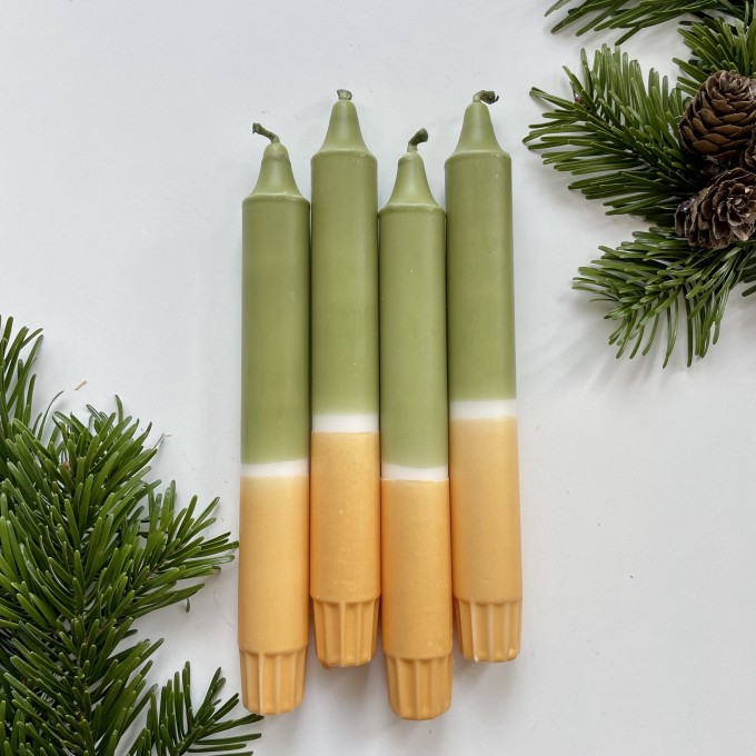 Hej Candles x Dip Dye Kerzen Gold-Olivgrün (4er-Set) Hej Candles x Dip Dye Kerzen Gold-Olivgrün (4er-Set)