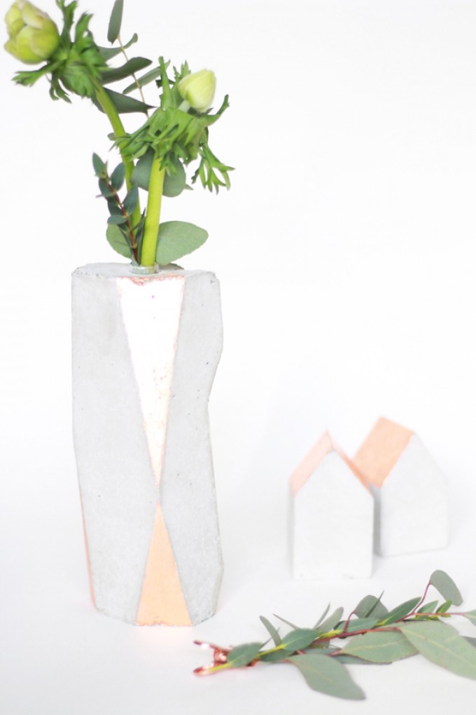 Mhoch3 Betonvase Kupfer, geometrisch Mhoch3 Betonvase Kupfer, geometrisch