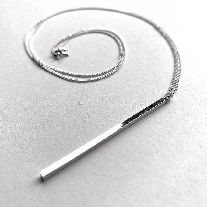 nahili KETTE UNIKAT "minimal Stäbchen" mit silberner langer oder kurzer Gliederkette - 925 Silber