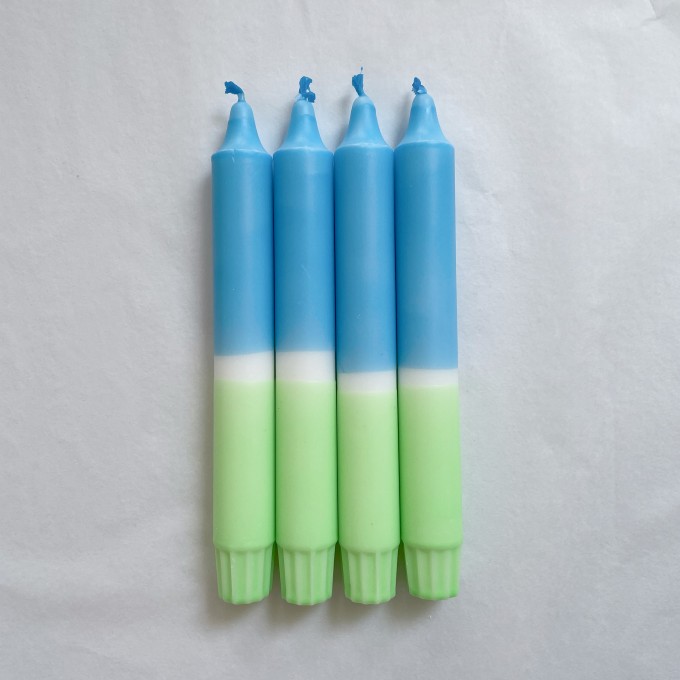 Hej Candles x Dip Dye Kerzen Neon Blau Minze (4er-Set)