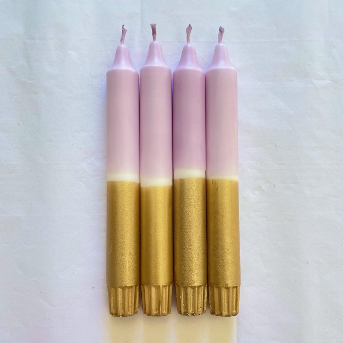 Hej Candles x Dip Dye Kerzen Gold Lila (4er-Set) Hej Candles x Dip Dye Kerzen Gold Lila (4er-Set)