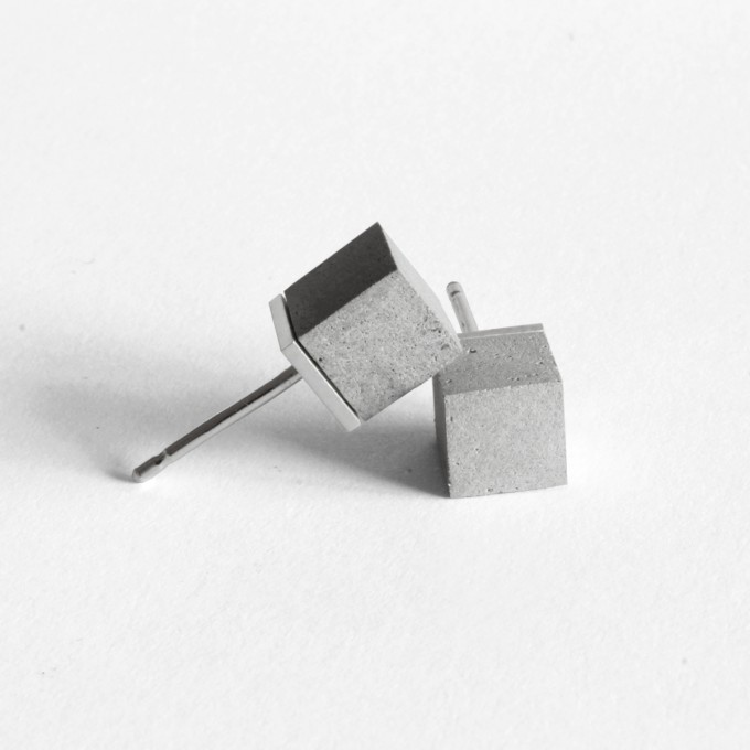 Beton und Silber Ohrstecker CUBO, Beton Schmuck Kollektion by ORTOGONALE Beton und Silber Ohrstecker CUBO, Beton Schmuck Kollektion by ORTOGONALE
