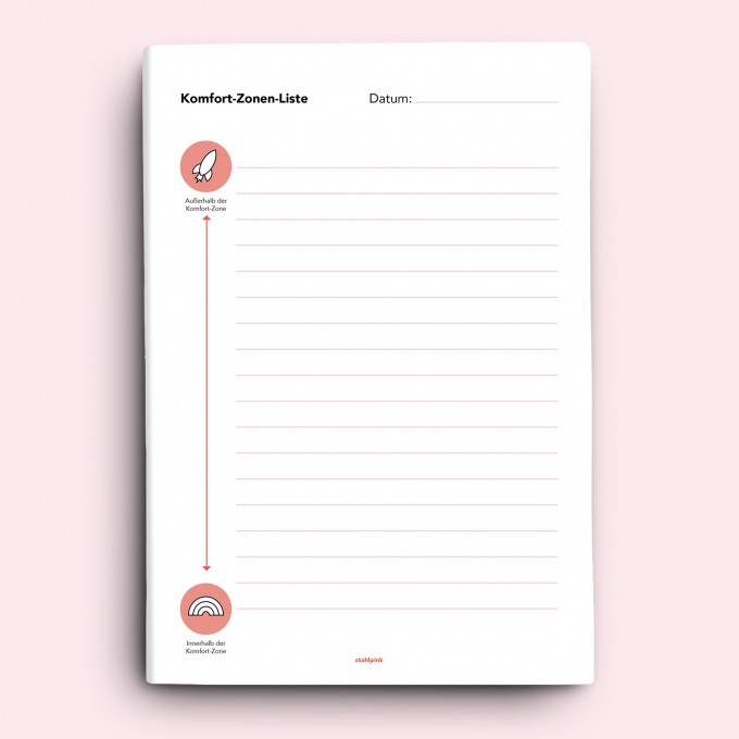 stahlpink – Komfort-Zone to-do-Block A5 stahlpink – Komfort-Zone to-do-Block A5
