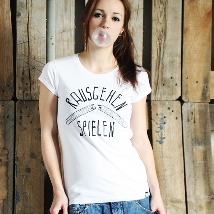 KINDERGELD ORGANIC Womens Roll Sleeve T-Shirt "JOHANN"(RAUSGEHEN SPIELEN) KINDERGELD ORGANIC Womens Roll Sleeve T-Shirt "JOHANN"(RAUSGEHEN SPIELEN)
