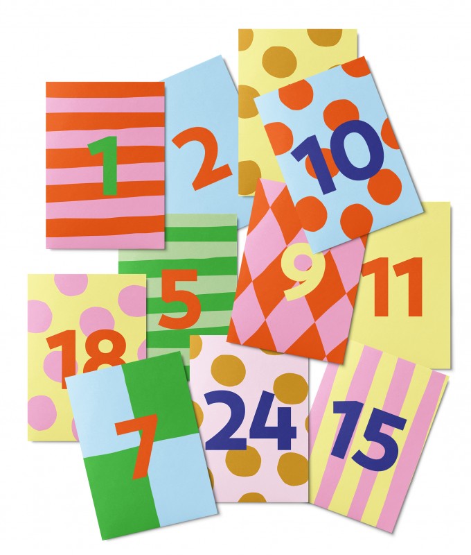 UNTER PINIEN - 24 kunterbunte Mini-Karten für Adventskalender