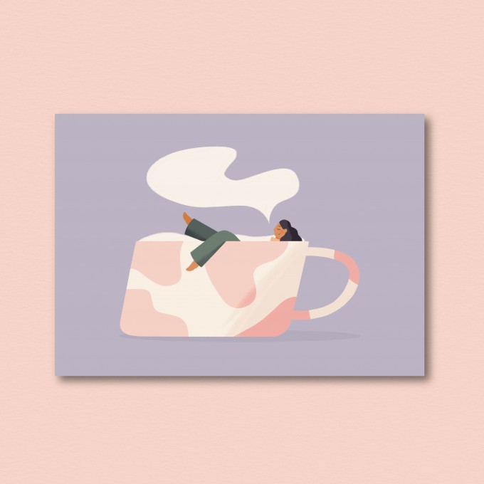 Kaffeebad / Postkarte A6 / Svea Hansohn Illustration