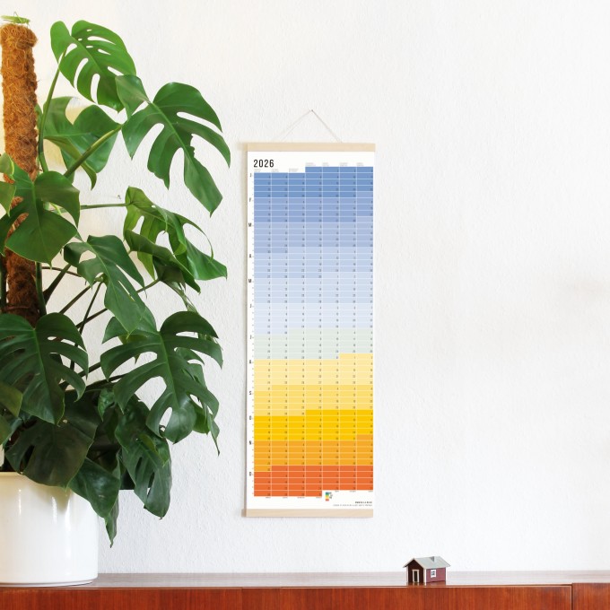 Wandkalender 2026 „Blue Hour“ Jahresplaner | Limited Edition | 100% Recyclingpapier | Deutsch-Englisch | Rückseite „Regenbogen“