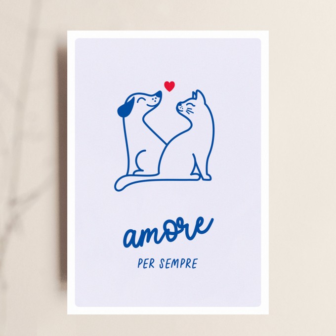 Postkarte AMORE PER SEMPRE | Grußkarte Tierliebe Hochzeit Valentinstag I Nachhaltig | Geschenk für Katzen- & Hundeliebhaber Postkarte AMORE PER SEMPRE | Grußkarte Tierliebe Hochzeit Valentinstag I Nachhaltig | Geschenk für Katzen- & Hundeliebhaber