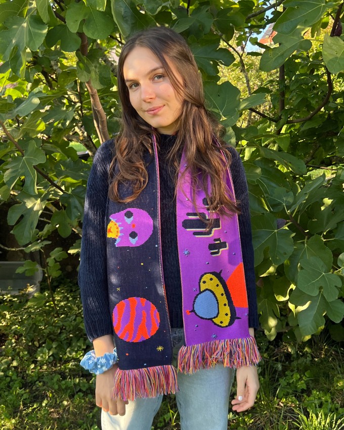 The Naughty District - Strickschal »Alien cats«