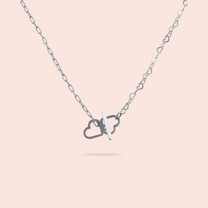related by objects - just hearts extended necklace - 925 Sterlingsilber weiß rhodiniert related by objects - just hearts extended necklace - 925 Sterlingsilber weiß rhodiniert