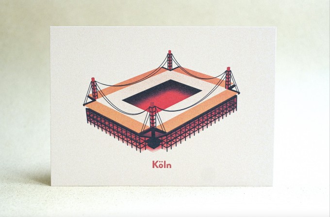 Postkarte für Fußball-Fans Stadion Köln - Rheinenergiestadion (Müngersdorfer Stadion) | ostkarte