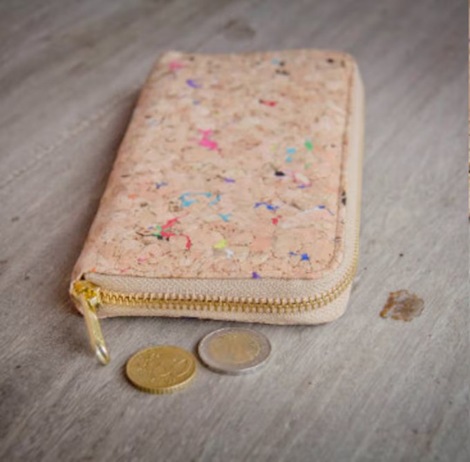 Kork Portemonnaie / Brieftasche mit Farb-Akzenten und Zipper BY COPALA
